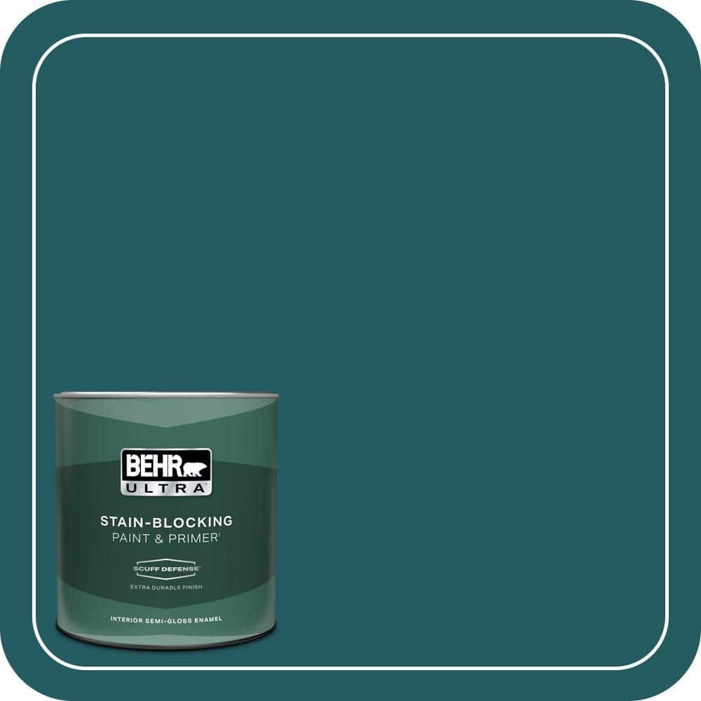 BEHR ULTRA 1 qt. #S450-7A Out to Sea Extra Durable Satin Enamel Interior Paint and Primer