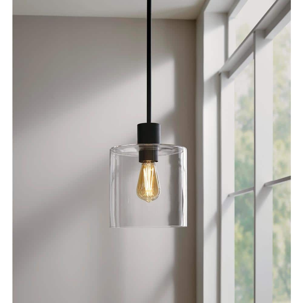 Hampton Bay Sutton Place 1-Light Matte Black Pendant (3)