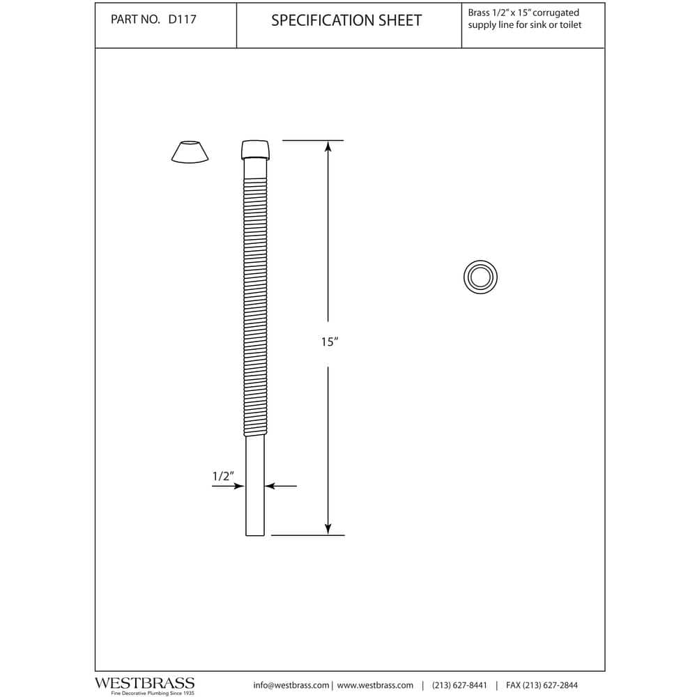 Westbrass 1/2 in. O.D. Corrugated Riser Supply Line for Faucet and Toilet (2)