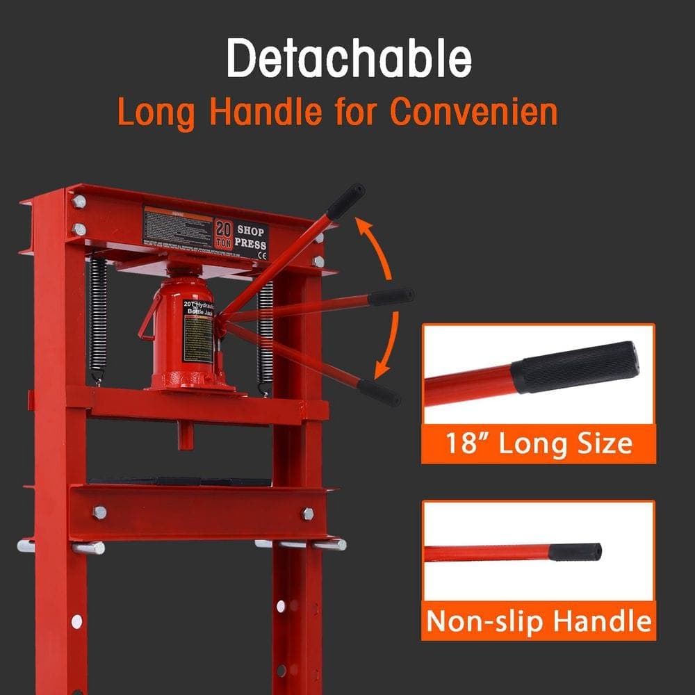 Tatayosi 20 Ton Steel Bottle Jack Shop Press, Garage Floor Press, Red (3)