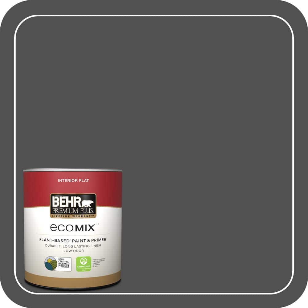 BEHR PREMIUM PLUS #N460-7 Space Black Flat EcoMix Plant-Based & Primer