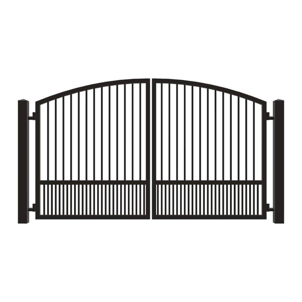 Unbranded Driveway Gate — Swing, Center, Arch, Puppy, Black — 128"W x 72"H (1)