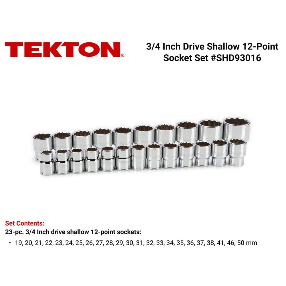 TEKTON 3/4 in. Drive 12-Point Socket Set, 19 mm - 50 mm (23-Piece) (2)