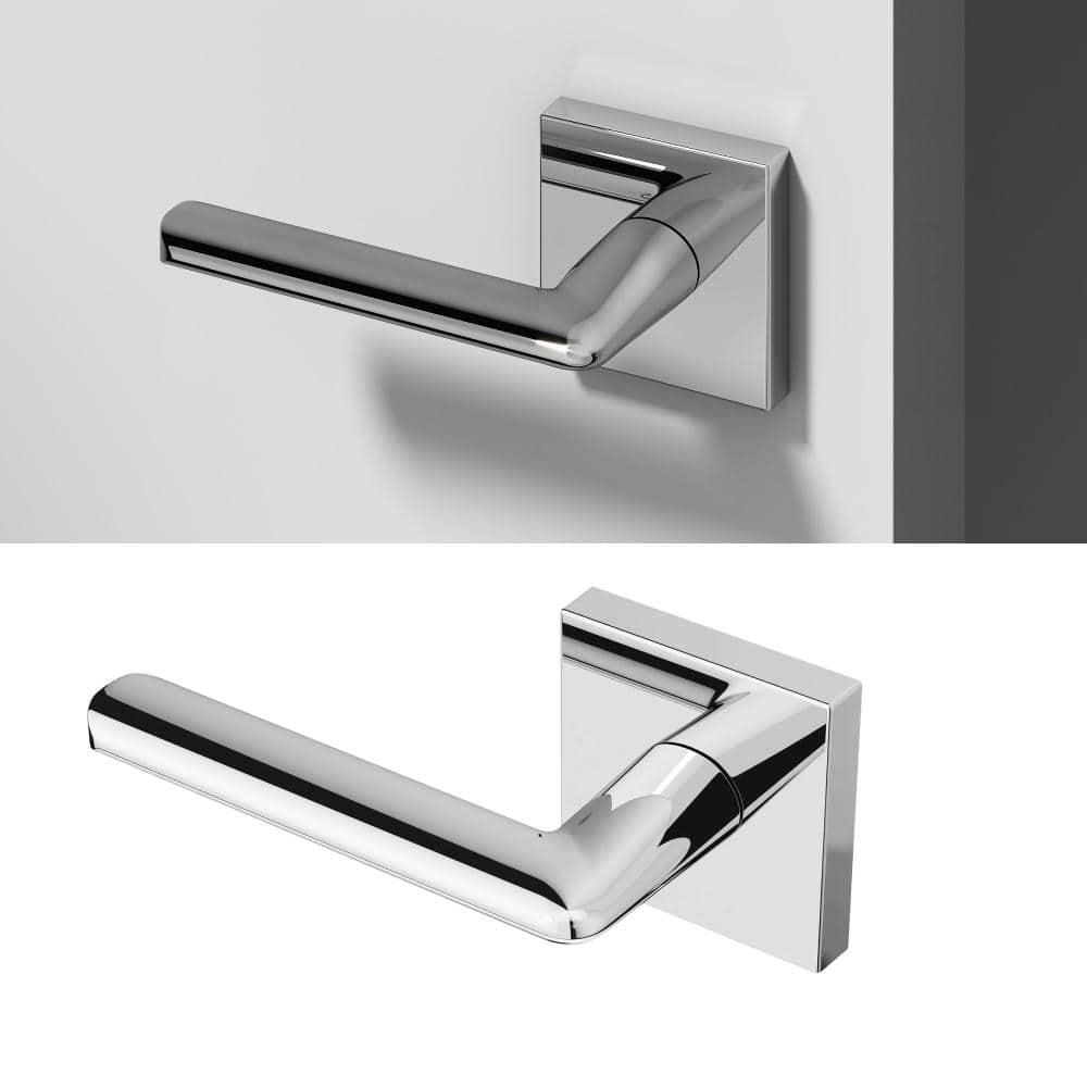 Okun Mirra Metal Chrome Dummy Door Handle with Square Rosette (1)