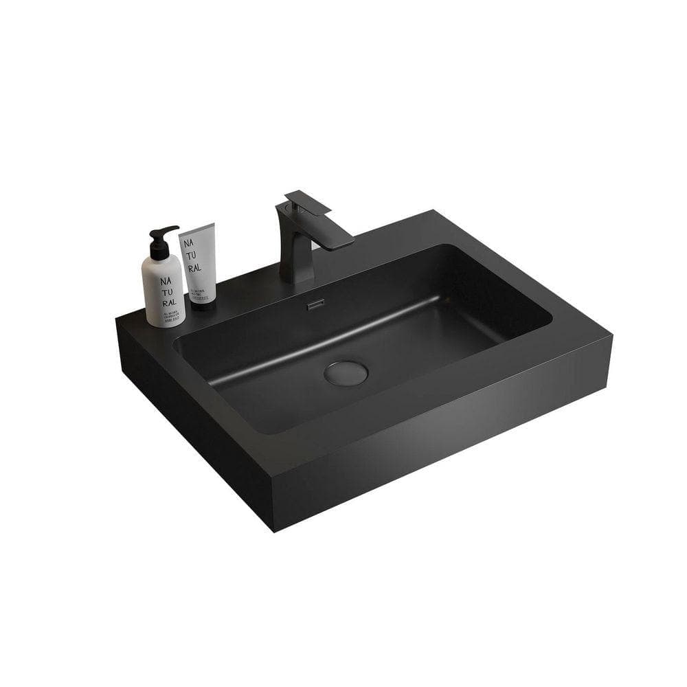 AOPSPS Modern and Minimalist Integrated 24 in. Drop-In Engineered Quartz Bathroom Sink in Matte Black (3)
