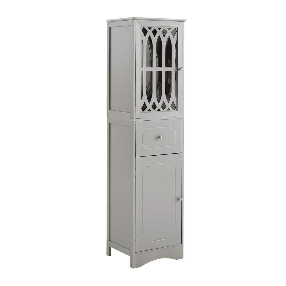 Unbranded 16.50 in. W x 14.20 in. D x 63.80 in. H Gray Freestanding Tall Bathroom Linen Cabinet with Drawer and Adjustable Shelf
