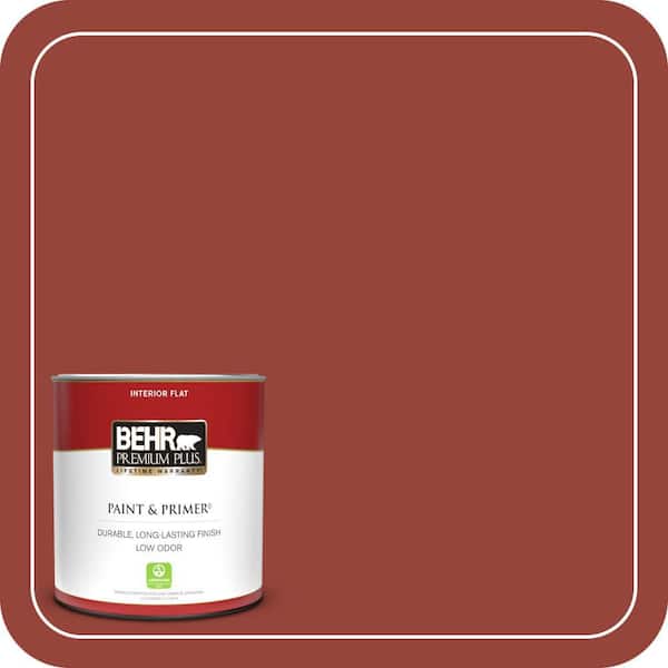 BEHR PREMIUM PLUS 1 qt. #PPU2-17 Morocco Red Flat Low Odor Interior Paint & Primer (2)