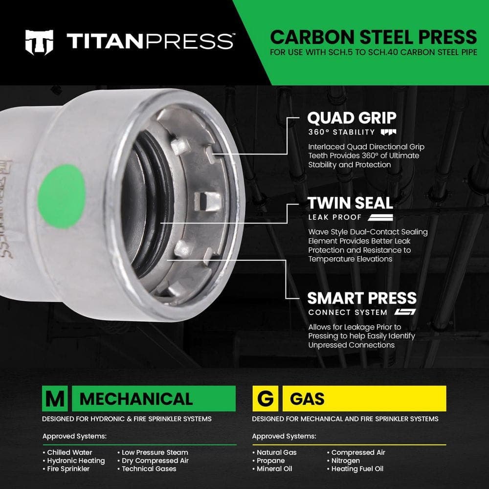 T TITANPRESS 3/4 in. Carbon Steel Press 90° Elbow EPDM Mechanical (3)