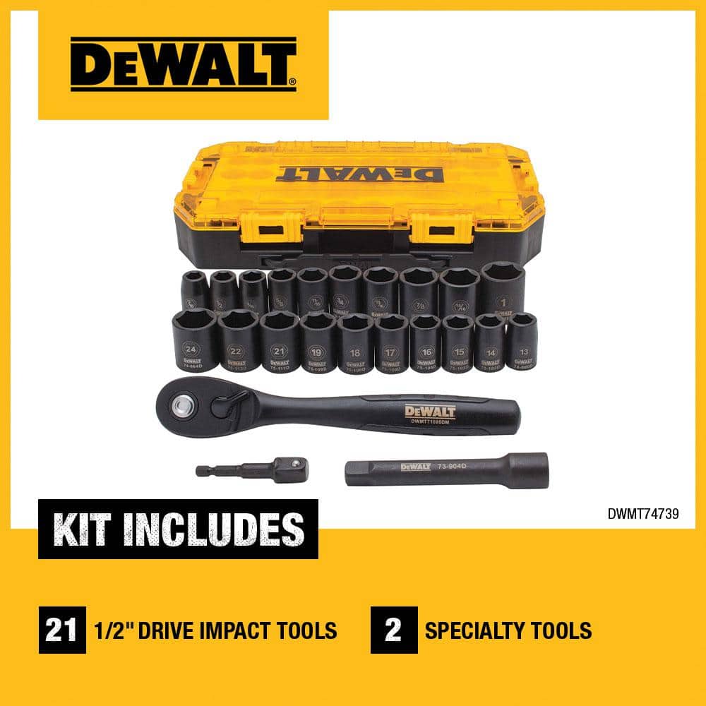 DEWALT 1/2 in. Drive SAE and Metric Socket Set with Ratchet (23-Piece) (2)
