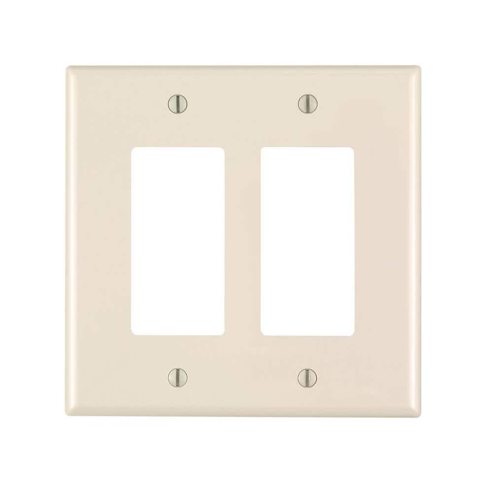 Leviton 2-Gang Light Almond Decora/Rocker Nylon Midway/Midsize Wall Plate (1-Pack) PJ262-T