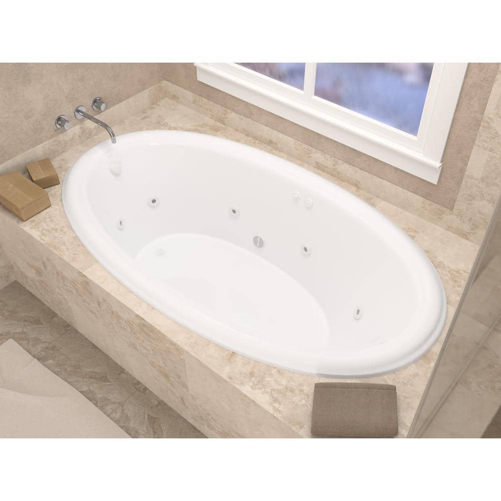 Universal Tubs Topaz Series 60 in. x 36 in. Oval Whirlpool Bathtub with Right Side Drain and V-Style Back Jets in Glossy Smooth White (3)