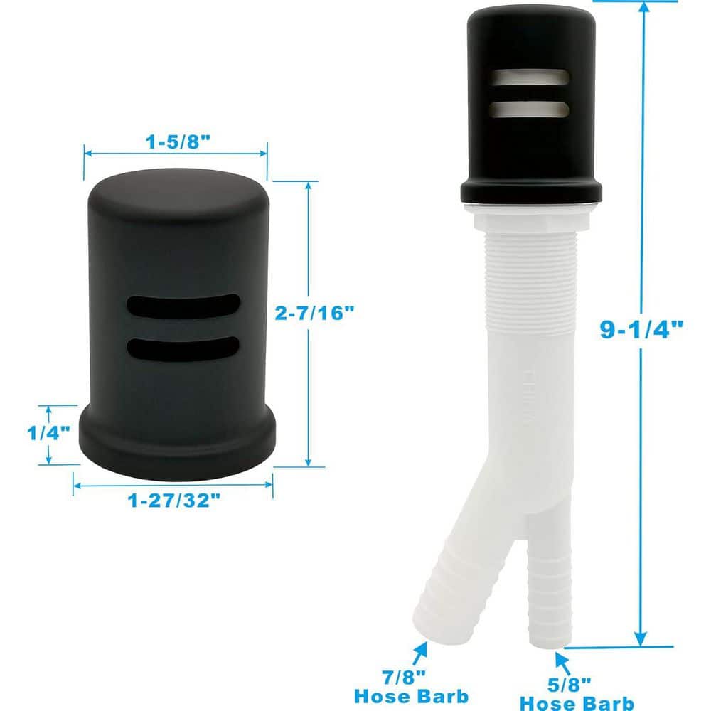 Helhom 1-Pack Universal Dishwasher Air Gap Kit with Solid Brass Cap, Replacement Air Gap Cover and Escutcheon, Matte Black (2)