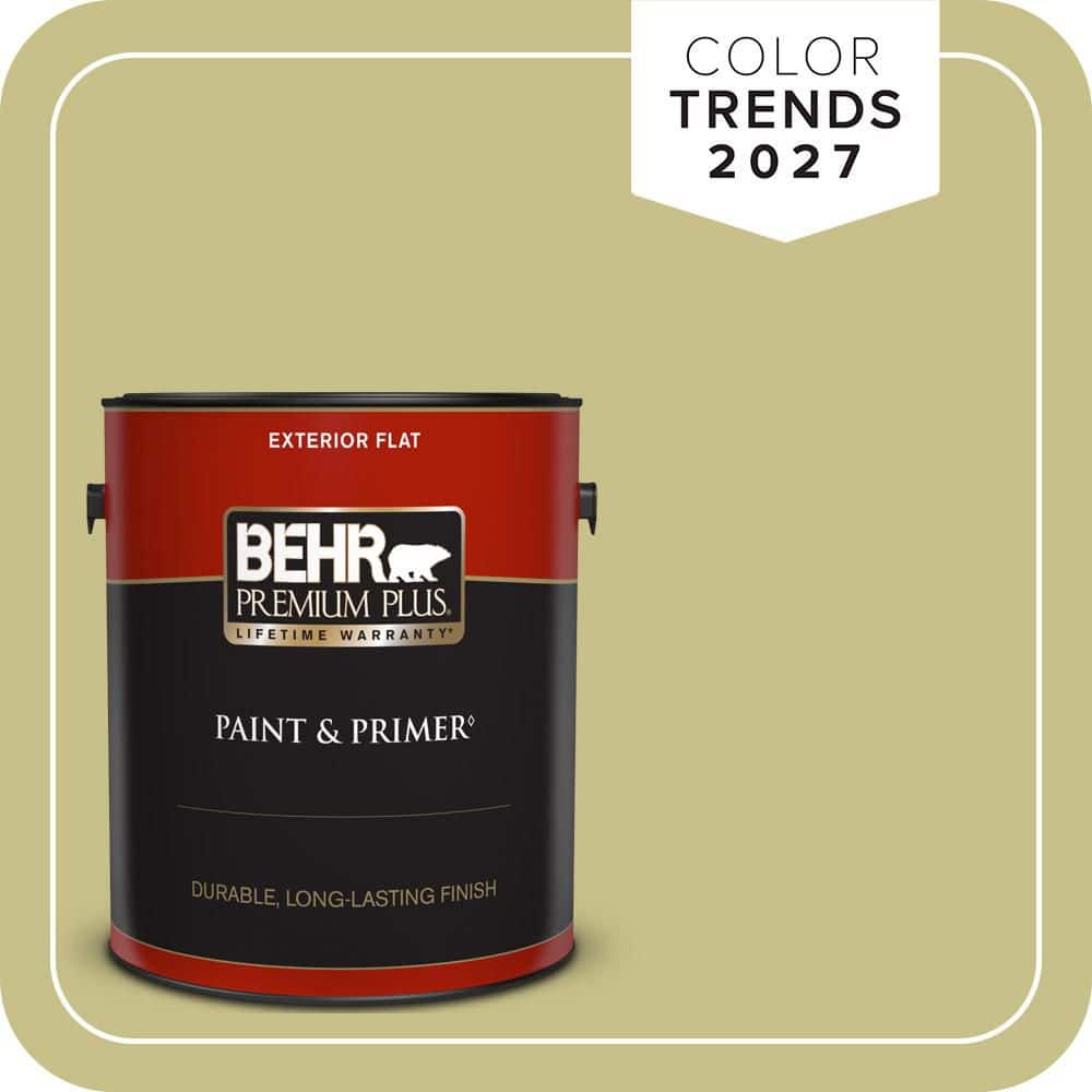BEHR PREMIUM PLUS 1 gal. #PPU9-11 Wheat Grass Flat Exterior Paint & Primer (1)
