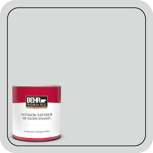 BEHR PREMIUM PLUS 1 qt. #MQ3-25 Gray Shimmer Hi-Gloss Enamel Interior/Exterior Paint & Primer (2)
