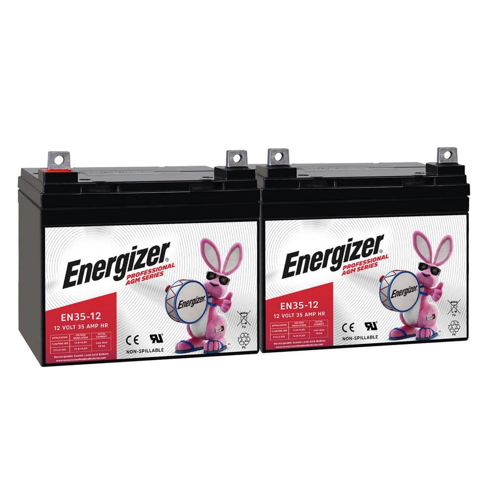 Energizer 12 Volt 35 Amp Hr, Long Lasting SLA AGM Rechargeable Battery Use In Wheelchairs, Electric Scooters, Backup Power-2 Pack (1)