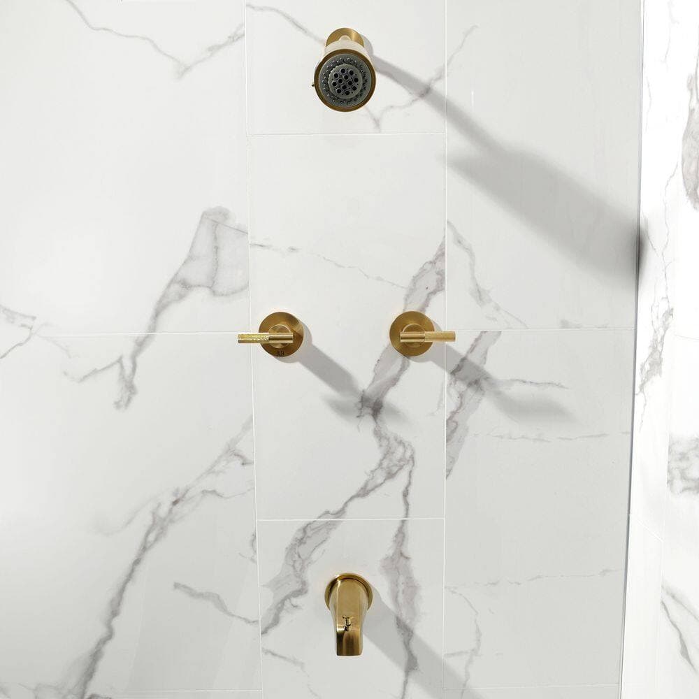 Kingston Brass Convergent 2-Handle 2-Spray Tub and Shower Faucet 1.8 GPM in Brushed Brass (3)