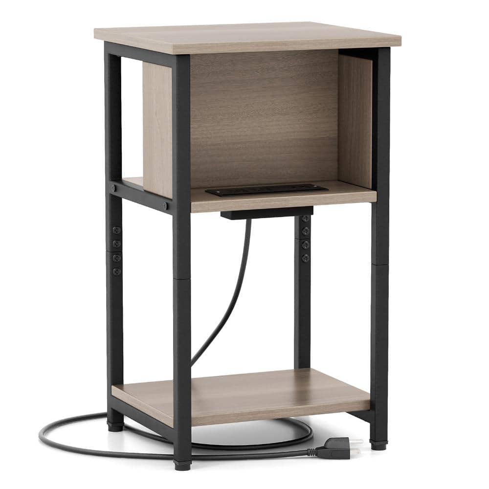 Volenca 3-Tier End Table with Power Outlets and USB Ports, Charging Side Table with Shelves (1)