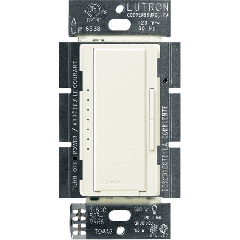 Lutron Maestro LED+ Dimmer Switch for Dimmable LED, Halogen and Incandescent Bulbs, Single-Pole or Multi-Location, Biscuit (1)