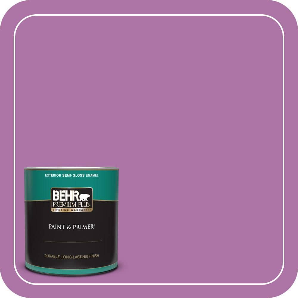BEHR PREMIUM PLUS 1 qt. #670B-6 Orchid Kiss Semi-Gloss Enamel Exterior Paint & Primer