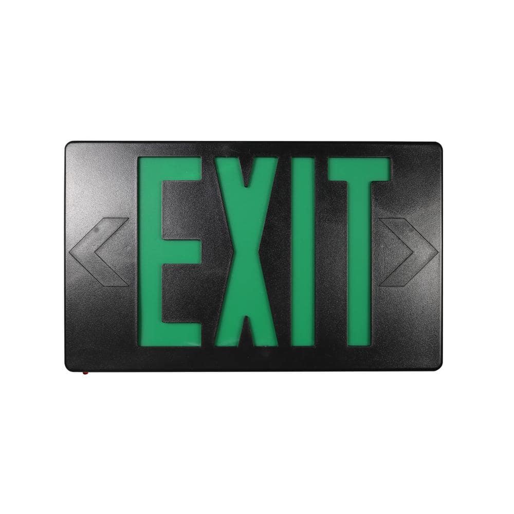 Commercial Electric 1-Pack 14-Watt Equivalent 120-Volt to 277-Volt Integrated LED Black Exit Sign with Ni-Cad 4.8-Volt (4)