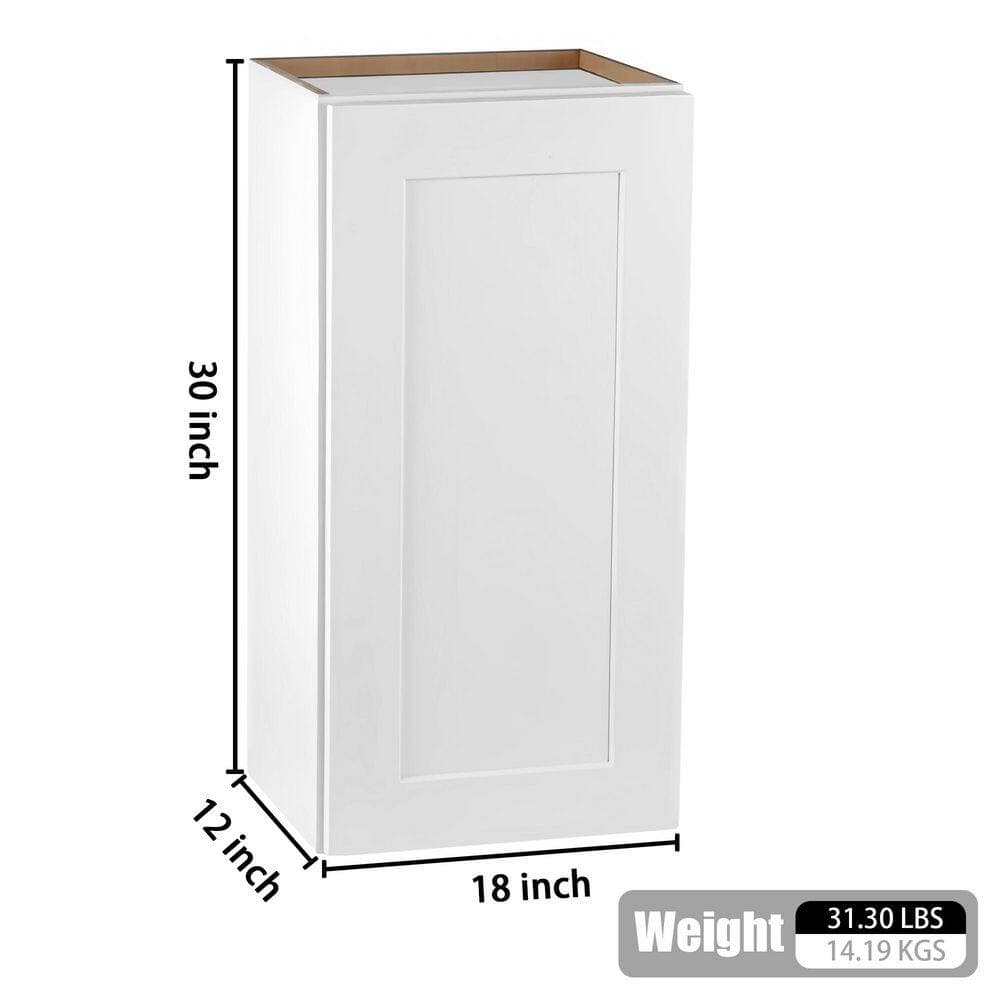 Tahanbath Wood 12 in. W x 18 in. D x 30 in. H Bathroom Storage Wall Cabinet in White with Door and 2 Shelves (3)