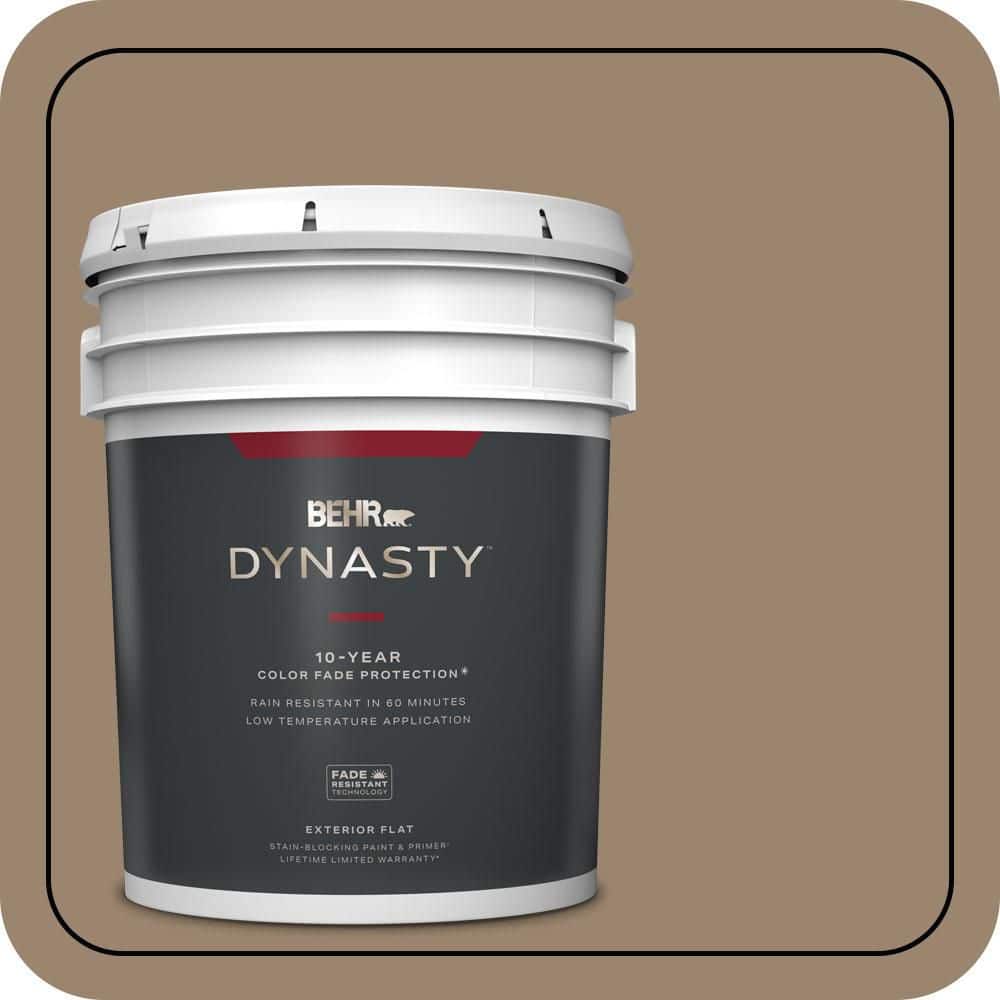 BEHR DYNASTY 5 gal. #MQ2-48 Sturdy Brown Flat Exterior Stain-Blocking Paint & Primer