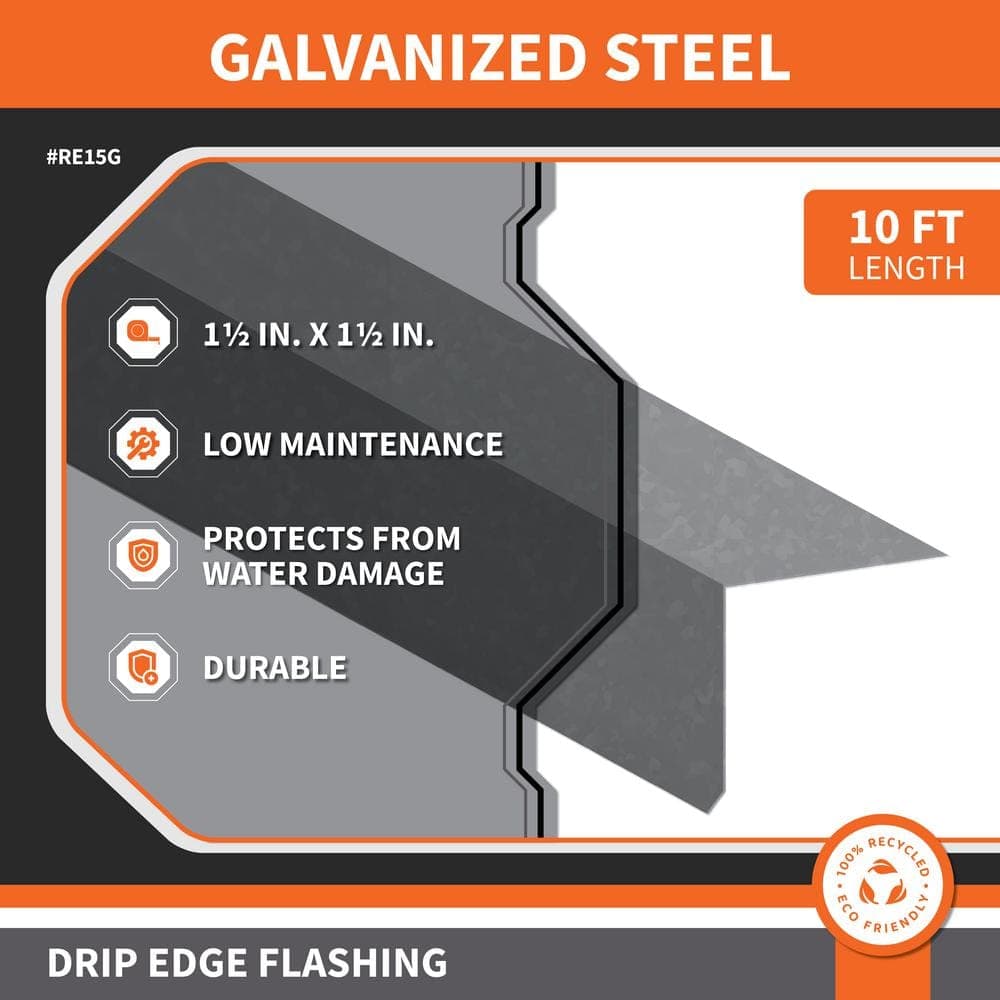 Gibraltar Building Products 1-1/2 in. x 1-1/2 in. x 10 ft. Galvanized Steel Drip Edge Flashing (4)