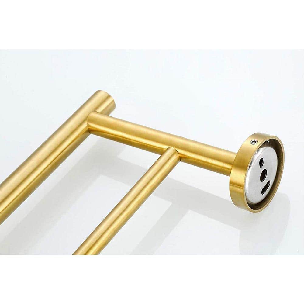 Flynama 1 in. W x 5 in. H x 23.6 in. D Stainless Steel Rectangular Shelf in Brushed Gold, Wall Mounted Towel Bar, Towel Bar (3)