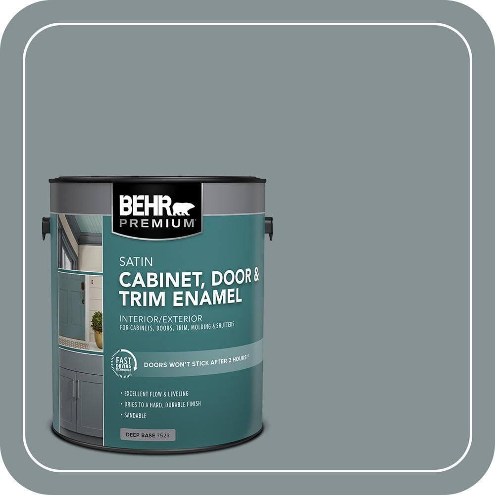 BEHR PREMIUM 1 gal. #MS-68 Cape Storm Satin Enamel Interior/Exterior Cabinet, Door & Trim Paint (1)