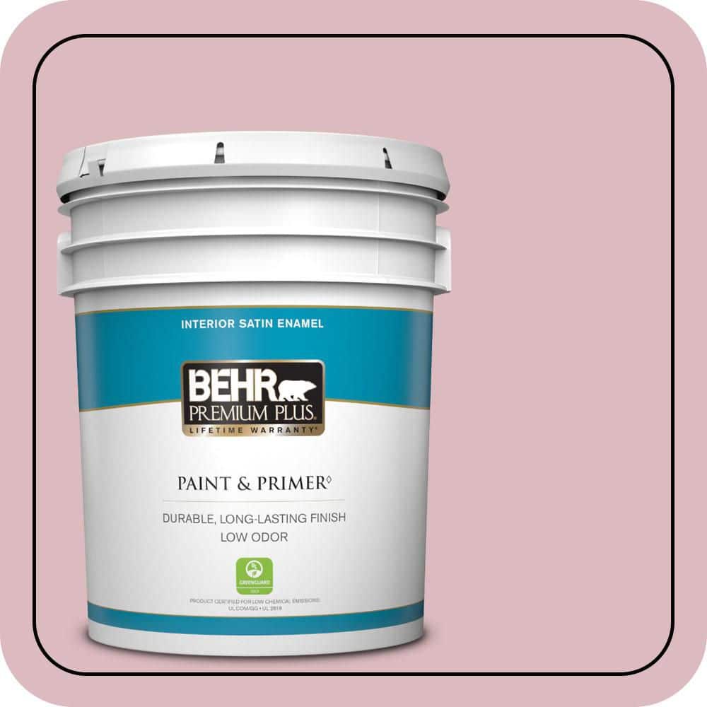 BEHR PREMIUM PLUS 5 gal. #S130-2 Shy Smile Satin Enamel Low Odor Interior Paint & Primer