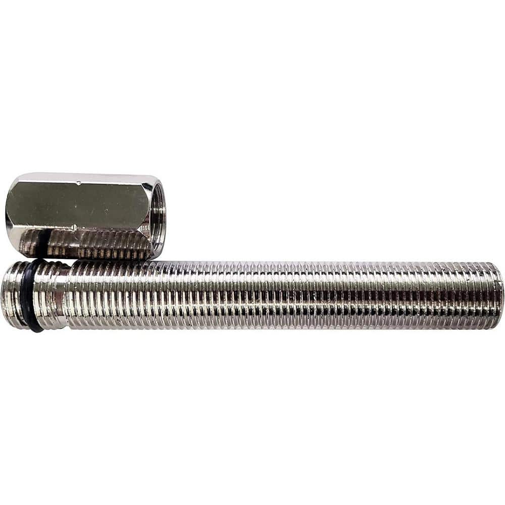 Westbrass 1/4 in. x 3 in. Threaded Shank Cold Water Dispenser Faucet Shank Extension Adapter for Thick Countertops, Chrome (2)