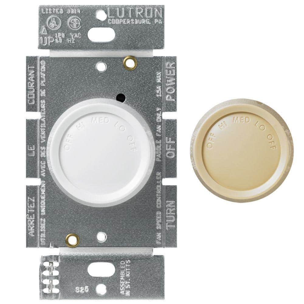 Lutron Rotary 1.5 Amp 3-Speed Single-Pole Fan Control, White (750450) (2)