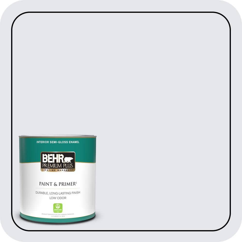 BEHR PREMIUM PLUS 1 qt. #610A-1 Lilac Murmur Semi-Gloss Enamel Low Odor Interior Paint & Primer
