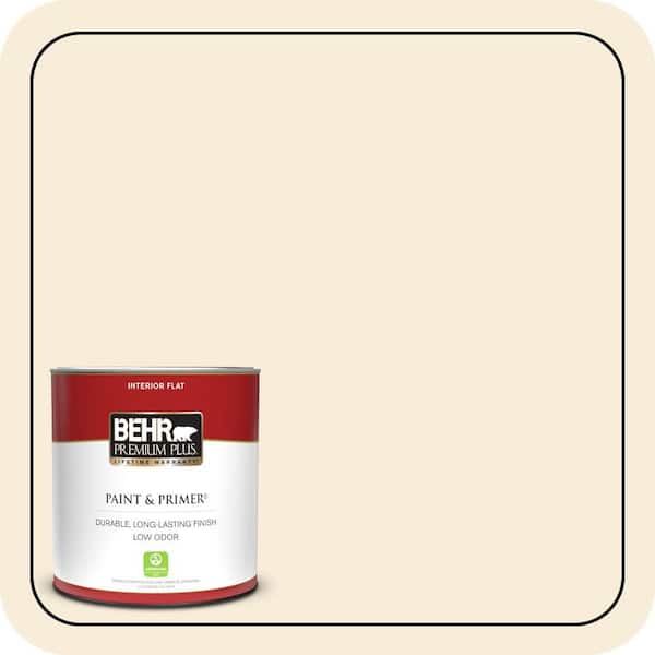 BEHR PREMIUM PLUS 1 qt. #70 Linen White Flat Low Odor Interior Paint & Primer (2)