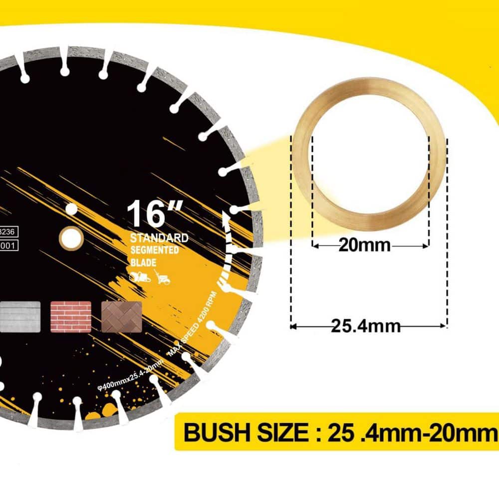 Unbranded 16 in. Segmented Diamond Saw Blade with Taller Segments for Dry/Wet Cutting Concrete Masonry Brick Block Paver (3)