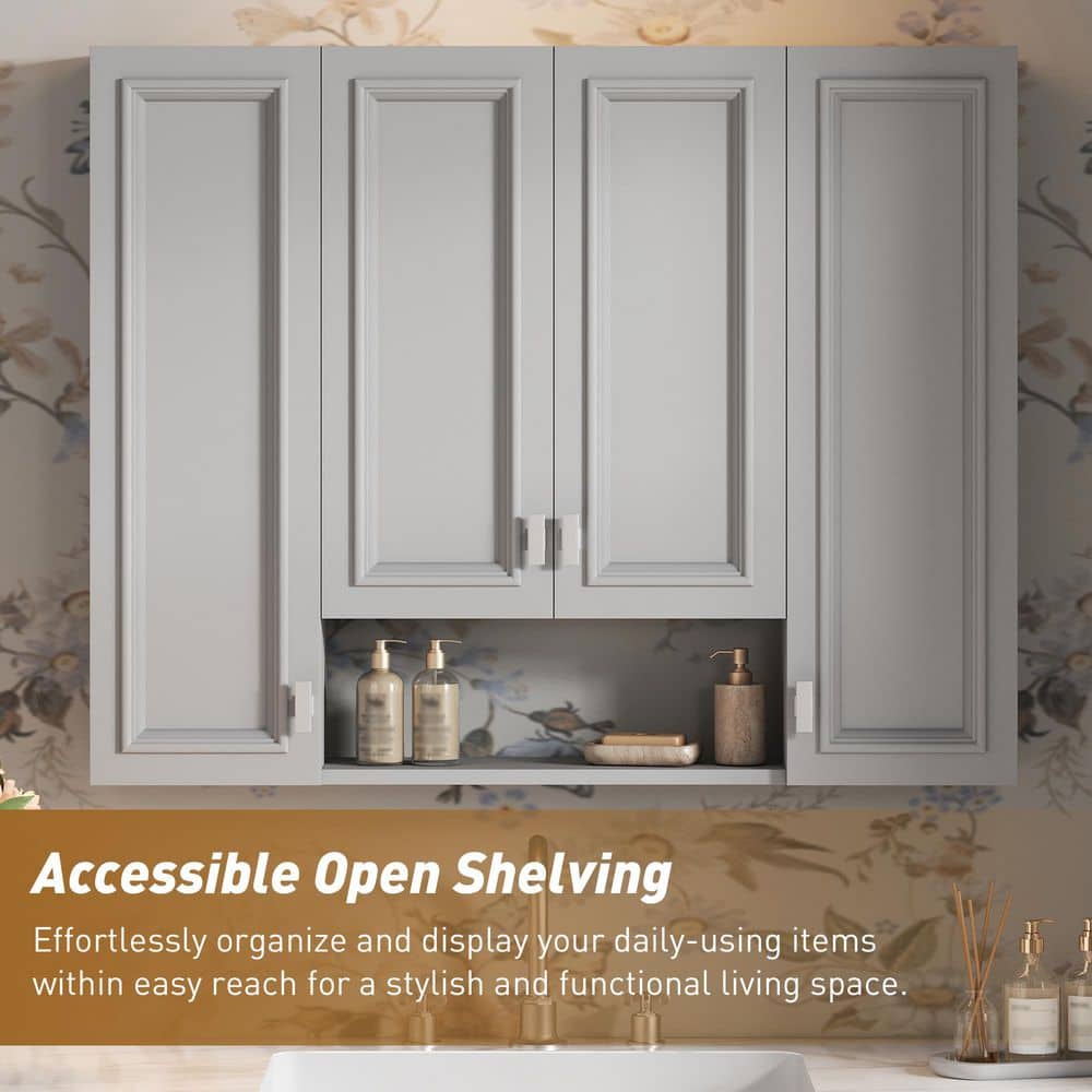COWLOWN 36 in. W 7 in. D 28.7 in. H Bathroom Storage Wall Cabinet with 5-Adjustable Shelves, Open Shelving Design (3)
