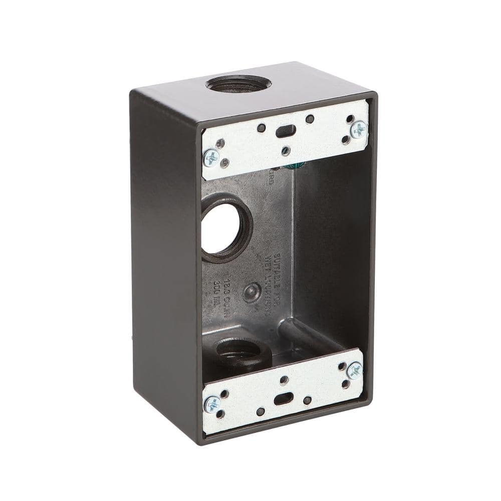 Commercial Electric 1-Gang Metallic Weatherproof Outlet Box with (3) 1/2 in. Holes, Bronze (4)