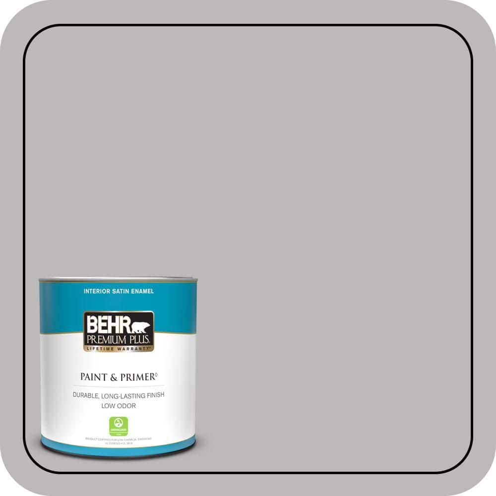 BEHR PREMIUM PLUS 1 qt. #PPU16-10 French Lilac Satin Enamel Low Odor Interior Paint & Primer