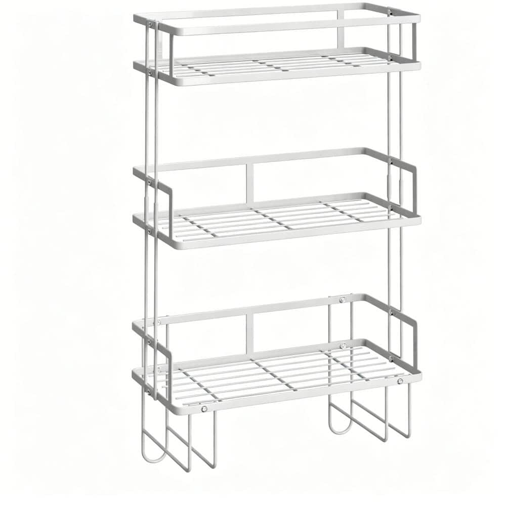 Whatseaso 12.99 in. W 20.86 in. H x 5.51 in. D 4-Tier Bathroom Storage Organizer Carbon Steel in White (1)