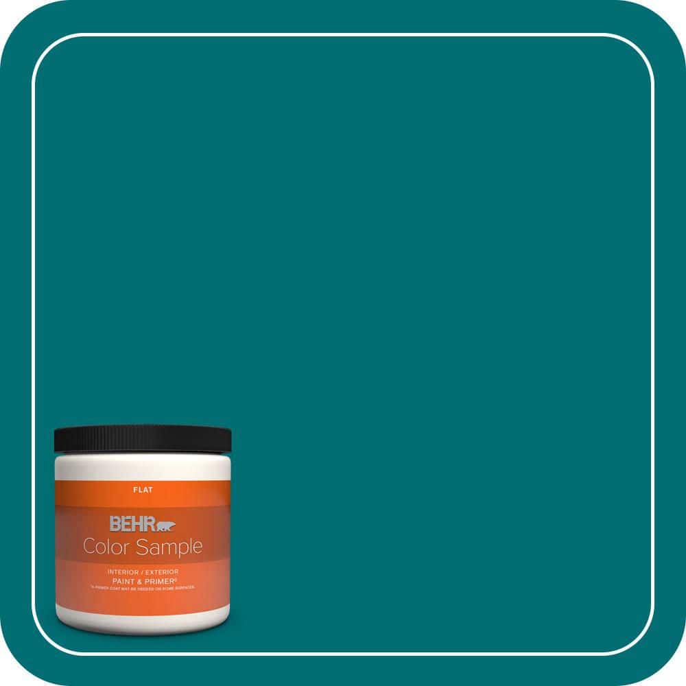 BEHR PREMIUM PLUS 8 oz. #MQ6-35 Teal Motif Flat Interior/Exterior Paint & Primer Color Sample
