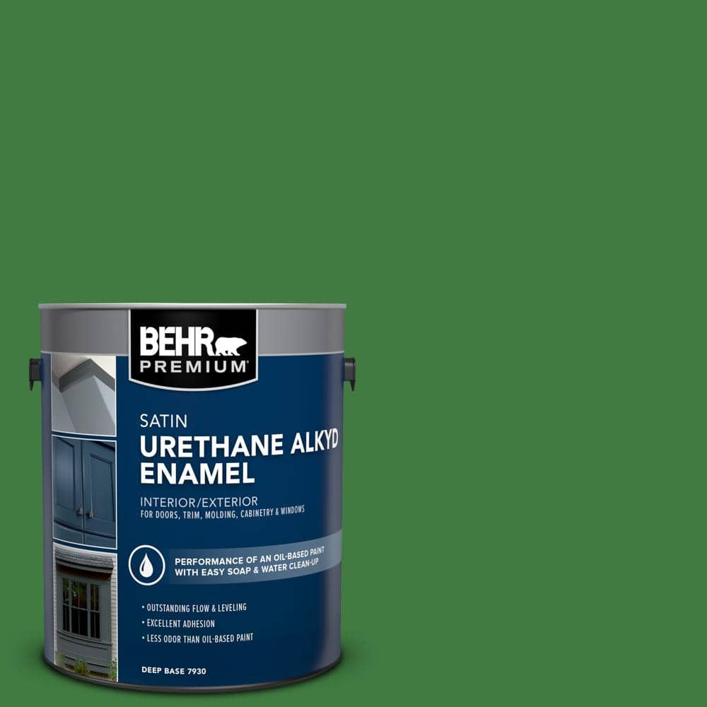 BEHR PREMIUM 1 gal. #M390-7 Hills of Ireland Urethane Alkyd Satin Enamel Interior/Exterior Paint (1)