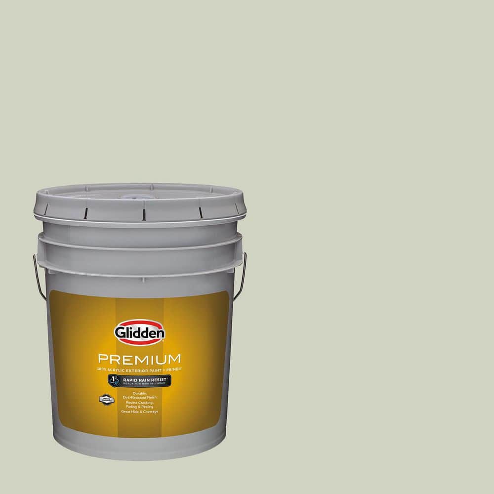 Glidden Premium 5 gal. PPG1125-2 White Sage Satin Exterior Latex Paint