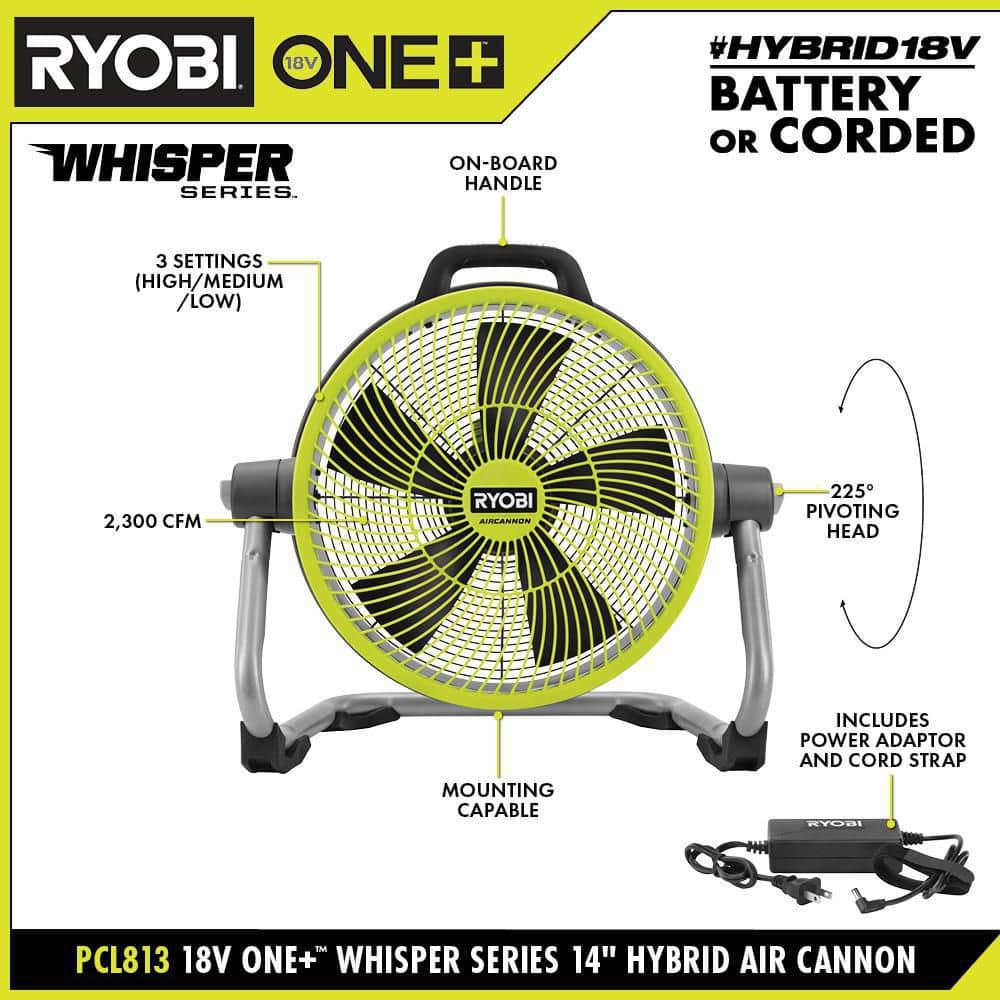 RYOBI ONE+ 18V 14 in. Hybrid Air Cannon Kit with 2.0 Ah Battery and Charger (3)