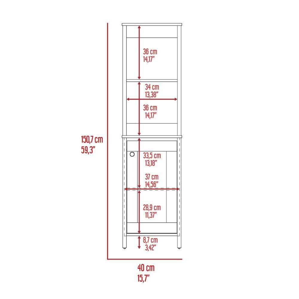 Tahanbath 15.70 in. W x 15.70 in. D x 59.30 in. H Multi-Color Wood Freestanding Linen Cabinet w/2-Open Shelves in Multi-Color (3)