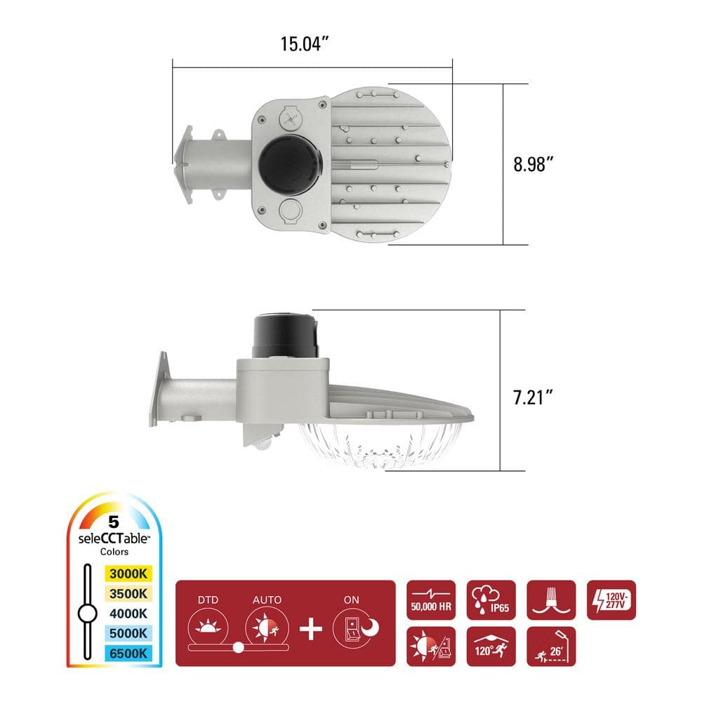 HALO 250-Watt Equivalent Integrated LED, Gray Area Light Motion Sensing, 9000 Lumens (4)