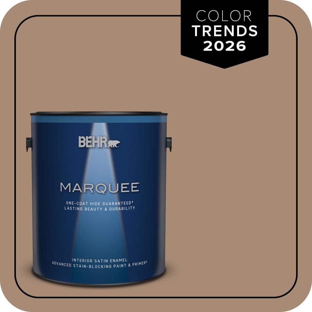 BEHR MARQUEE 1 gal. #N240-5 Rodeo Tan One-Coat Hide Satin Enamel Interior Paint & Primer