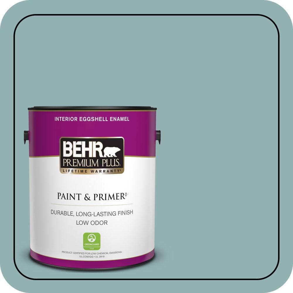 BEHR PREMIUM PLUS 1 gal. #500F-5 Gulf Winds Eggshell Enamel Low Odor Interior Paint & Primer (1)