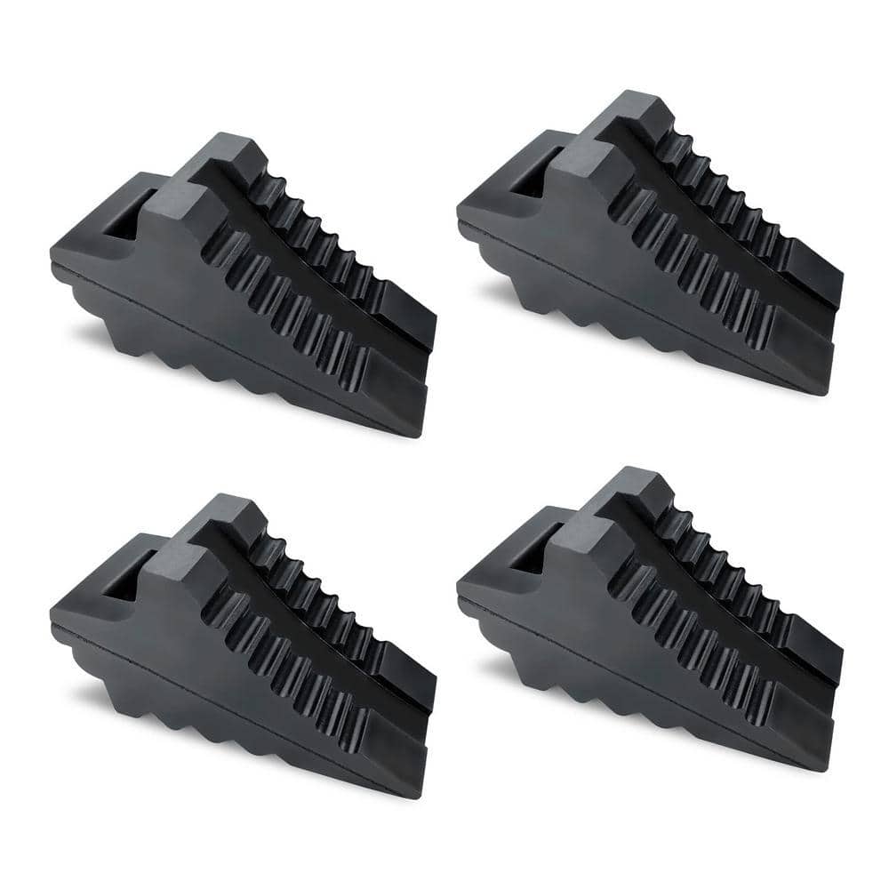 Angel Sar 7.5" x 3.6" x 4.6" 4-Pack Solid Rubber Wheel Chocks, Heavy Duty Car Stoppers for Car Travel Trailers RV Truck and ATV (1)