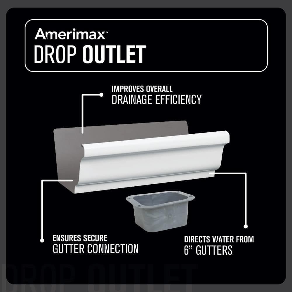 Amerimax Home Products 6 in. White Aluminum K-Style Gutter End with 3 in. x 4 in. Drop Outlet (3)