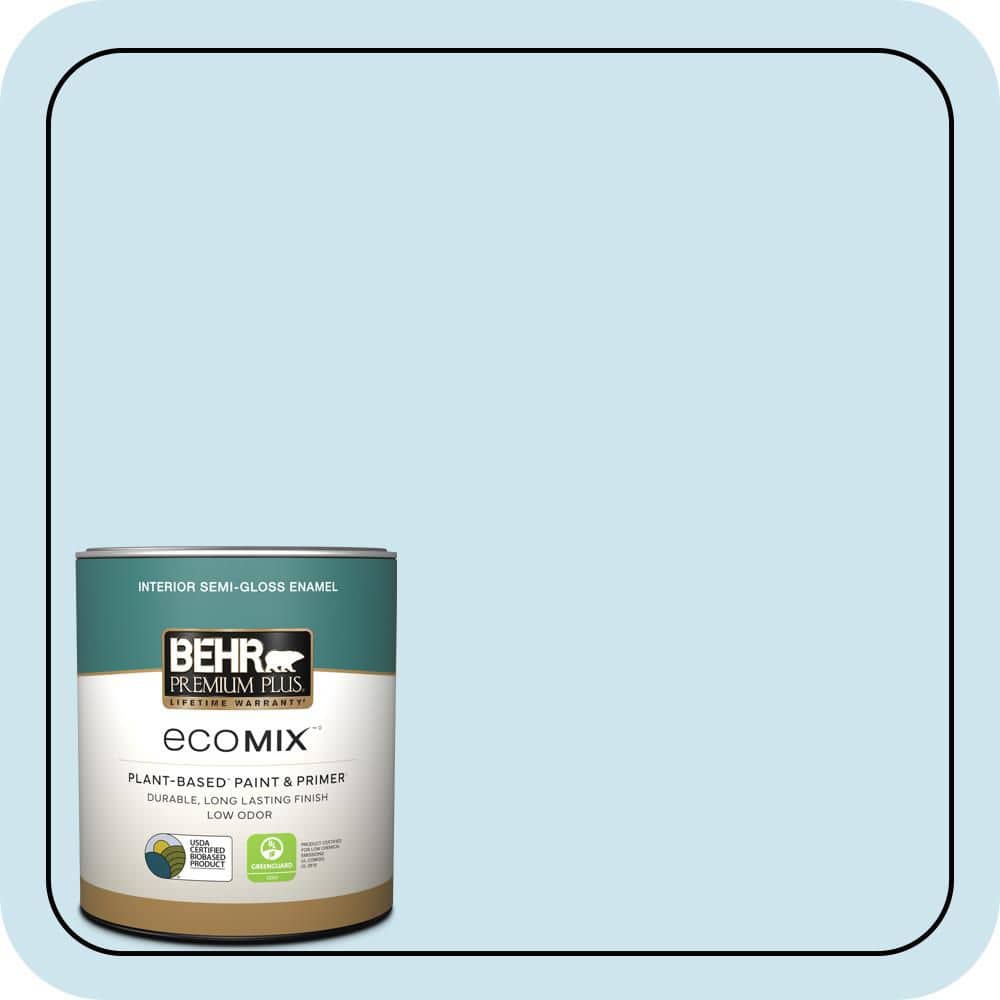 BEHR PREMIUM PLUS 1 qt. #540A-2 Niagara Falls Semi-Gloss Enamel EcoMix Plant-Based Interior Paint & Primer